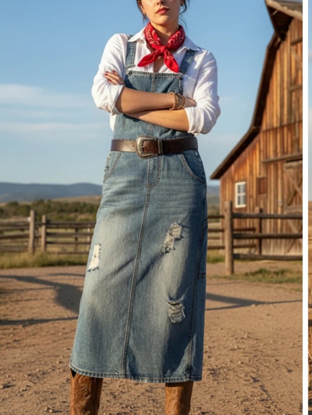 Midiross "Ripped Denim Overall Dress" With Distressed Holes,  M(8/10)